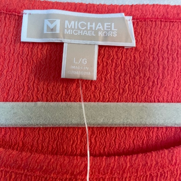 NWT MICHAEL KORS Sangria CRINKLE CREPE RUFFLE BELT FLUTTER SLEEVE DRESS Large - Picture 11 of 11